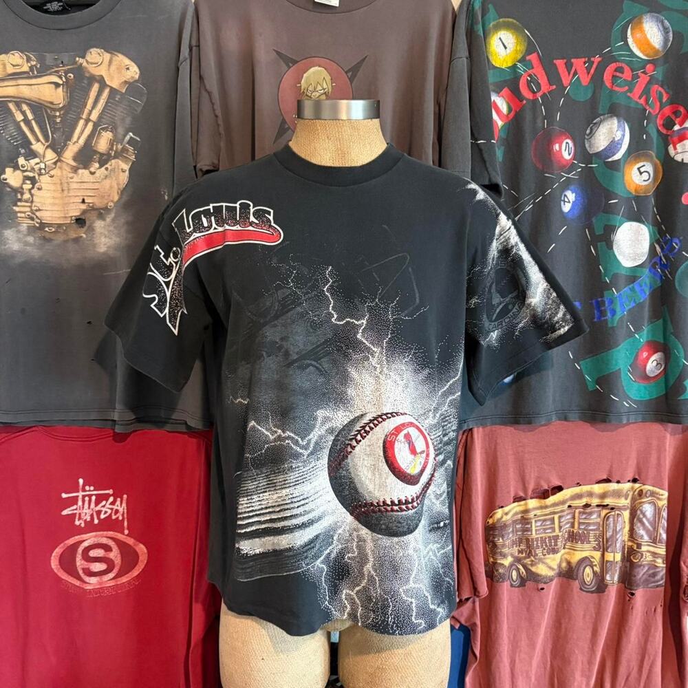 Vintage 1990s St Louis Cardinals Lighting Front AOP T-shirt